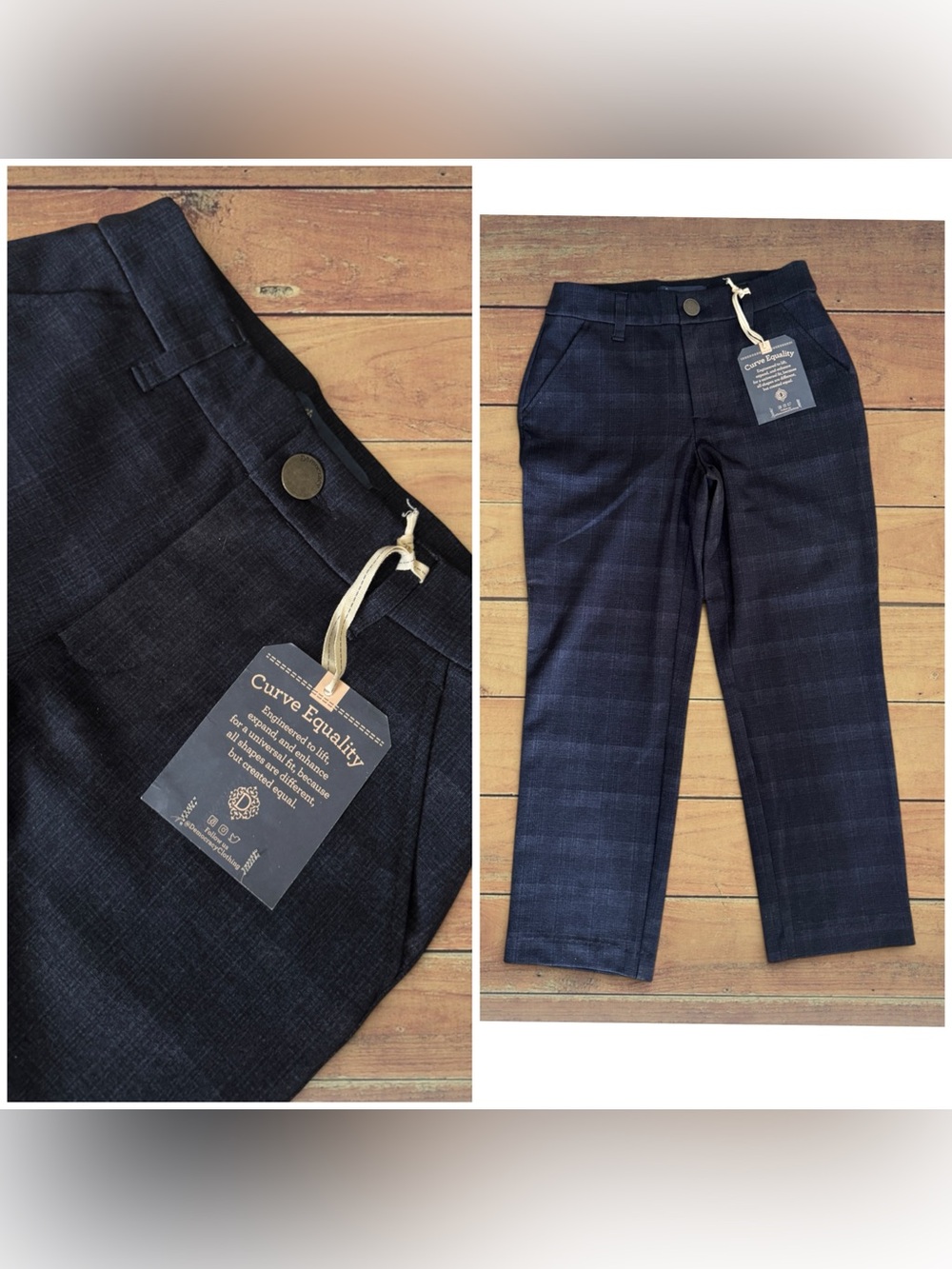 NEW Democracy “Ab” Solution High Rise Trouser, Blue Semi Plaid, 2P